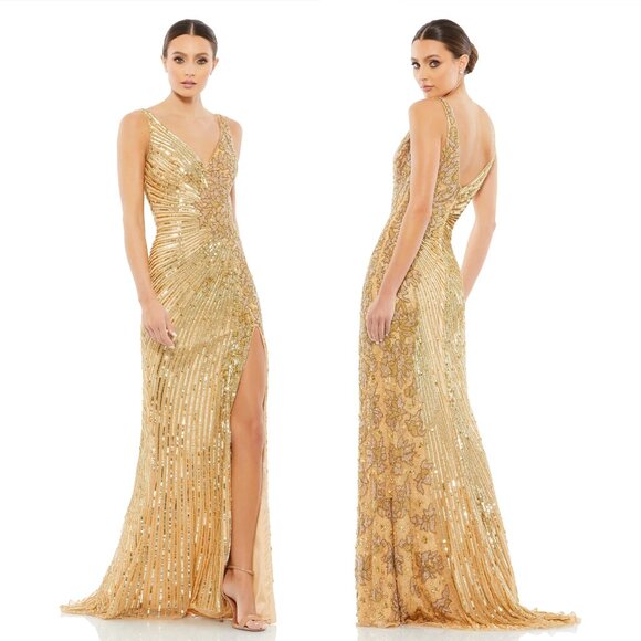 BEADED FLORAL SLEEVELESS GOWN | 5473 MAC DUGGAL - Picture 1 of 3